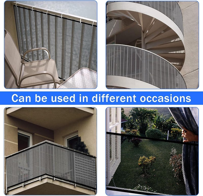 JIFTOK Baby Gate for Stairs, Banister Guard for Kids, Pets, Toys, 26.2ft L x 2.66 ft H, Mesh Netting Safety Net for Balcony Rail Stair, Stairway Net Baby Safety Products for Indoor & Outdoor (Black) - Image 5